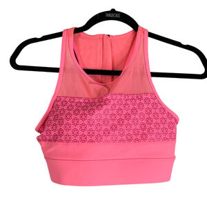 Zyia Active Womens Sports Bra SZ Small Neon Coral Flower Power All-Star Pink NWT